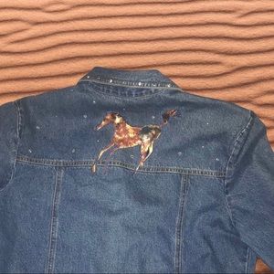 Vintage 90s denim horse cowgirl jacket M